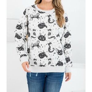 Cat Print Sweatshirt